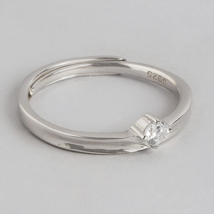Bold Sophistication Rhodium-Plated 925 Sterling Silver Ring for Him (Adjustable)