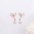 Bow drop with CZ Rose Gold Plated Earring