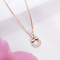 Bow-Knot Elegance CZ Rose Gold-Plated 925 Sterling Silver Pendant with Chain