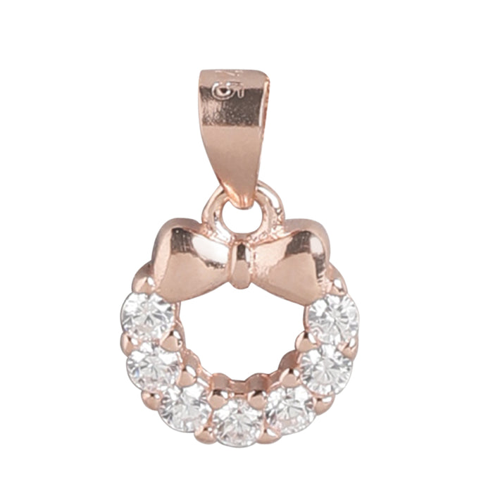 Bow-Knot Elegance CZ Rose Gold-Plated 925 Sterling Silver Pendant with Chain