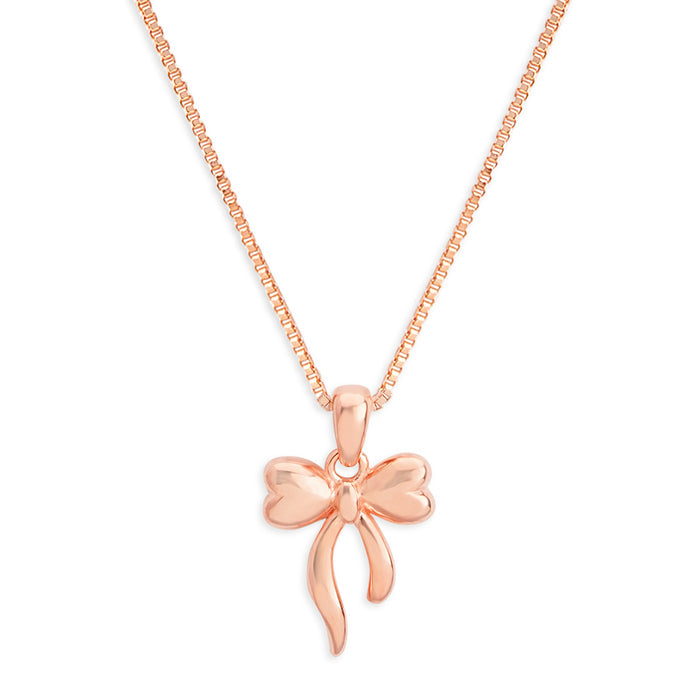 Bow of Elegance Rose Gold Plated 925 Sterling Silver Pendant