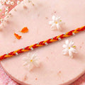 Braided Mauli Cross Silver Bead Rakhi