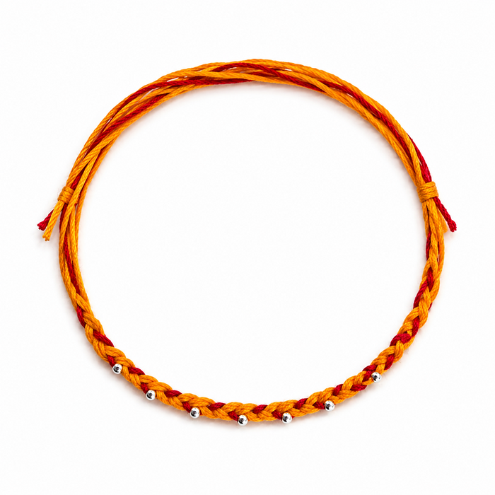 Braided Mauli Silver Beads Rakhi