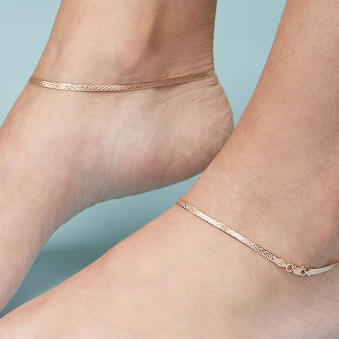 Braided Rose Gold Plated 925 Sterling Silver Anklet
