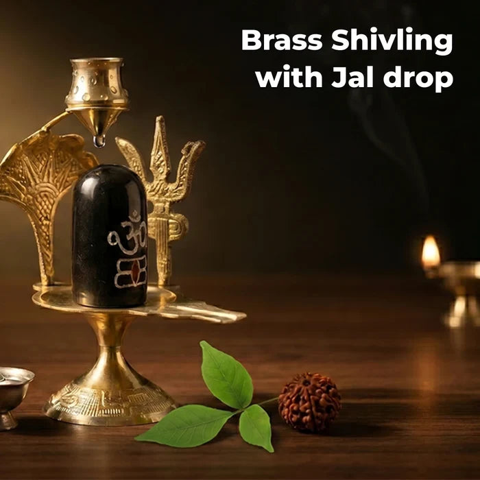 Brass Shivling with Jal drop