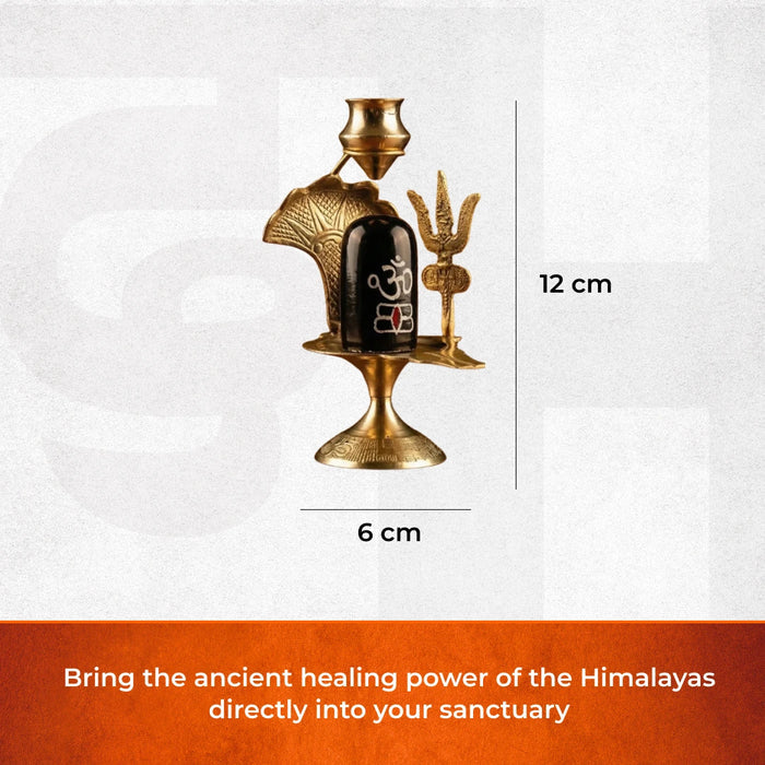 Brass Shivling with Jal drop - view 2