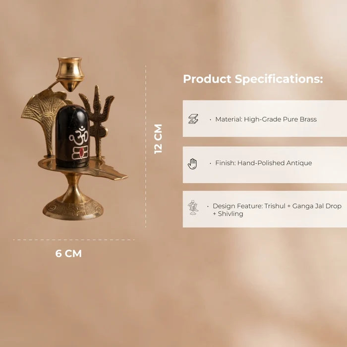 Brass Shivling with Jal drop - view 4