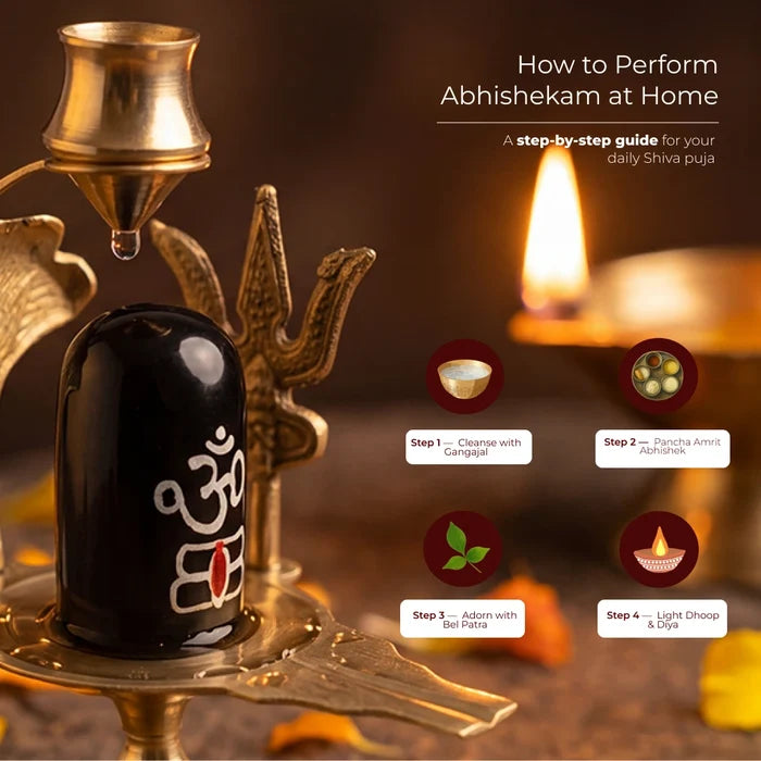 Brass Shivling with Jal drop - view 5