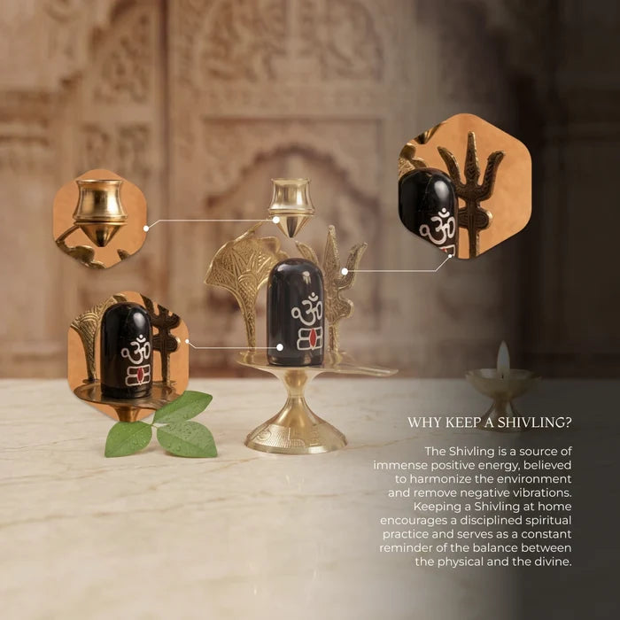 Brass Shivling with Jal drop - view 6