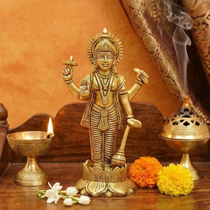 Brass Standing Vishnu Idol
