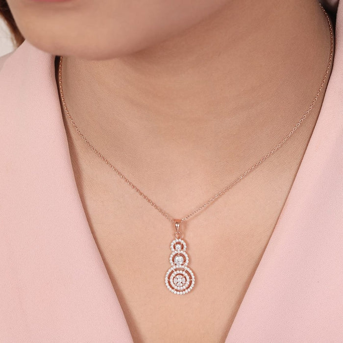 Breathtaking Circles Rose Gold Plated 925 Sterling Silver Pendant with Chain