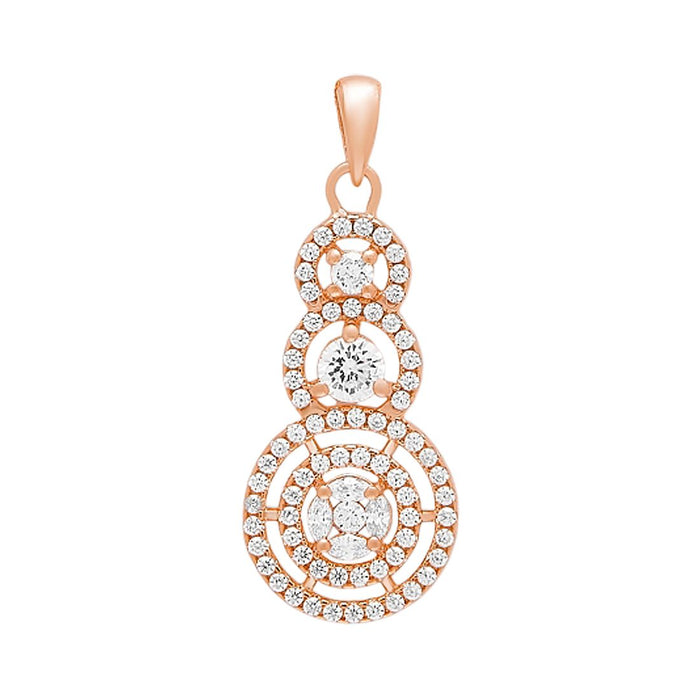 Breathtaking Circles Rose Gold Plated 925 Sterling Silver Pendant with Chain
