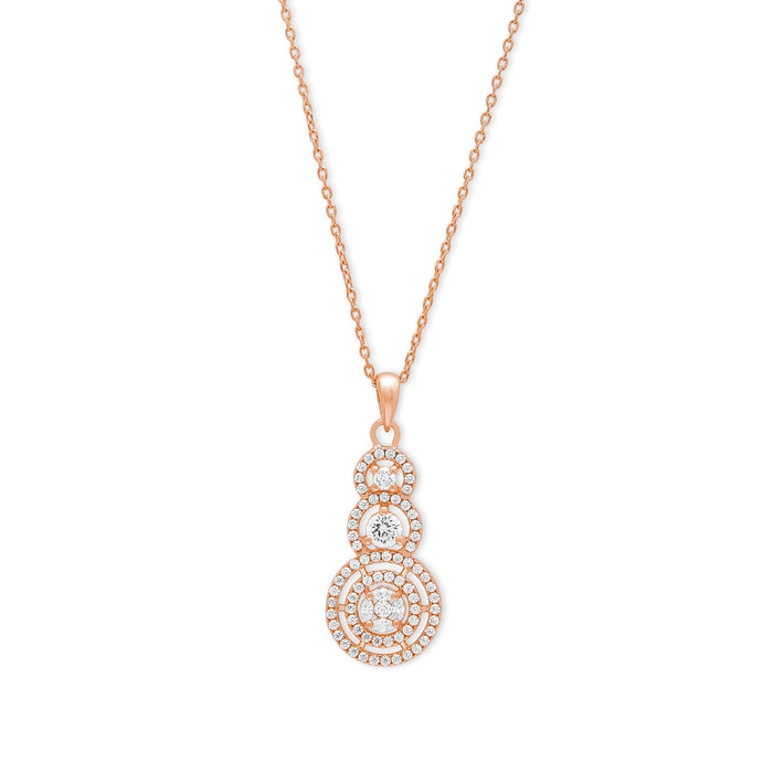 Breathtaking Circles Rose Gold Plated 925 Sterling Silver Pendant with Chain