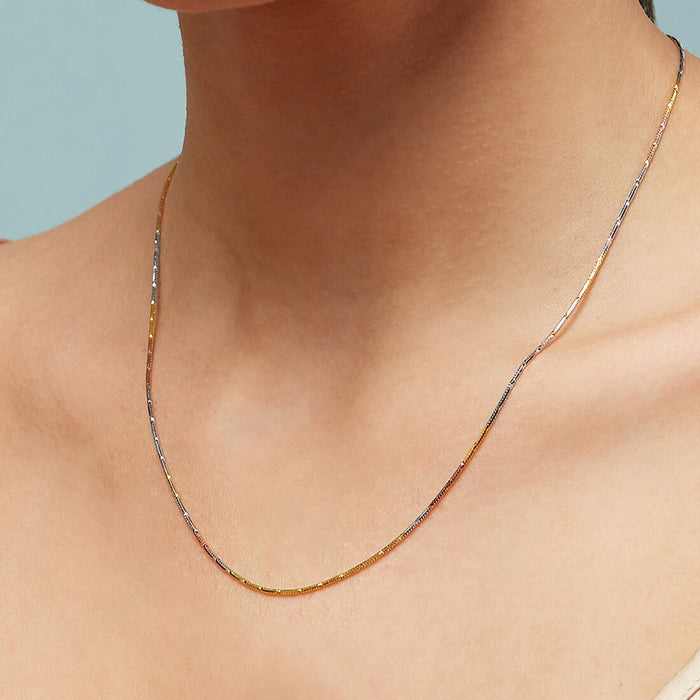 Breathtaking Triple Tone 925 Silver Chain