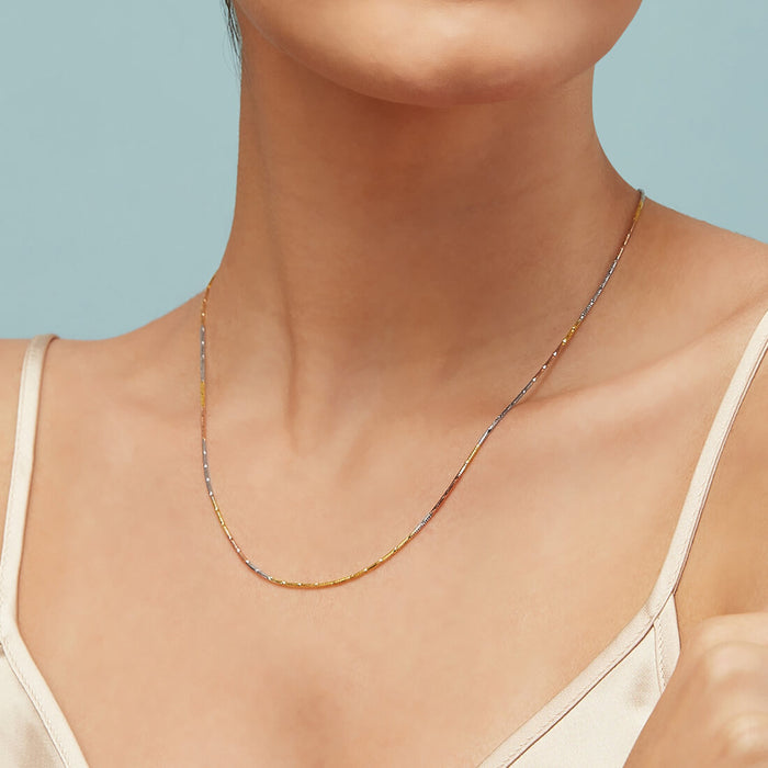 Breathtaking Triple Tone 925 Silver Chain