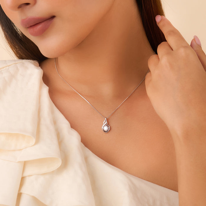 Brilliance in Balance Solitaire Rhodium Plated 925 Silver Necklace