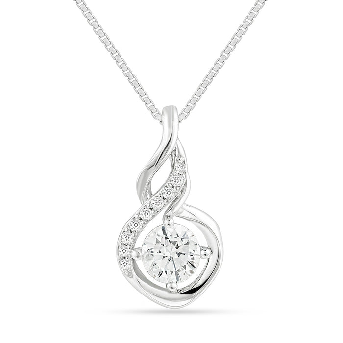 Brilliance in Balance Solitaire Rhodium Plated 925 Silver Necklace