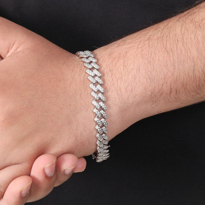Brilliant Shine Rhodium Plated 925 Sterling Silver Men's Bracelet