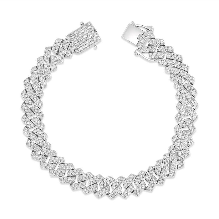 Brilliant Shine Rhodium Plated 925 Sterling Silver Men's Bracelet