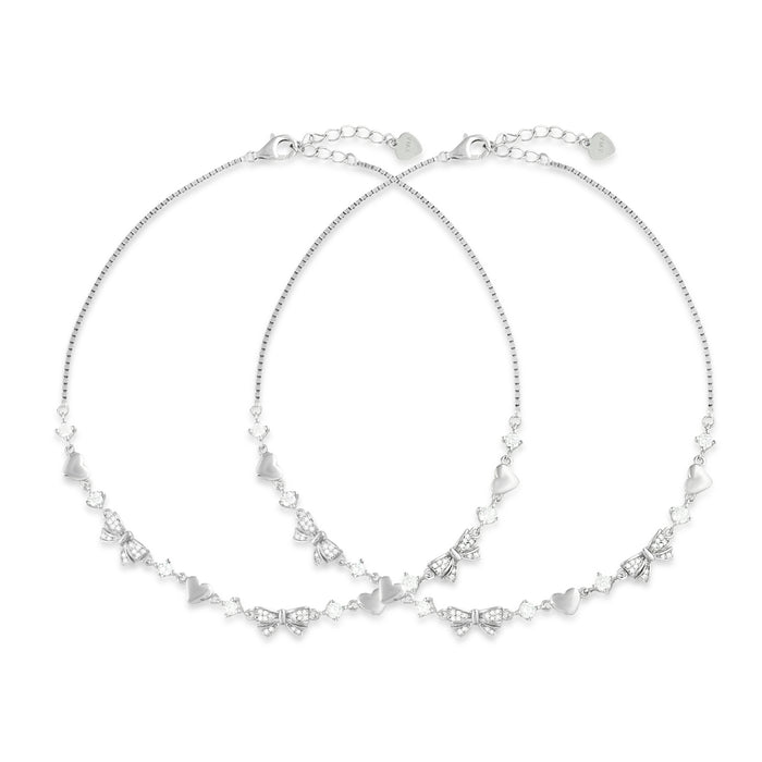Butterflies of Love Rhodium Plated Anklet
