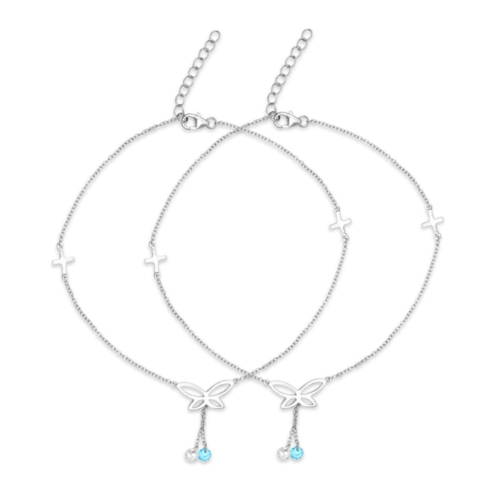 Butterfly 925 Sterling Silver Charm Anklet