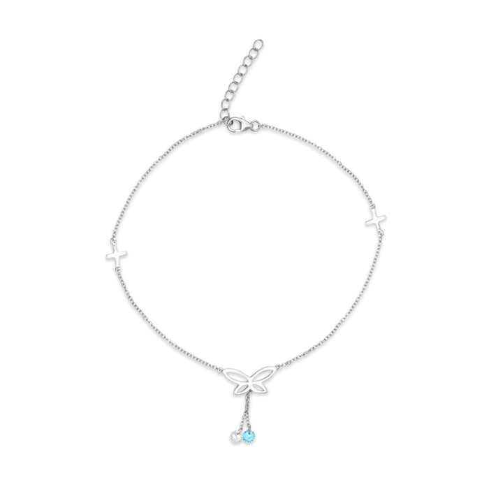 Butterfly 925 Sterling Silver Charm Anklet