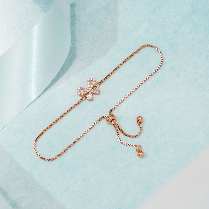Butterfly Cubic Zirconia 925 Rose Gold Sliding Bracelet