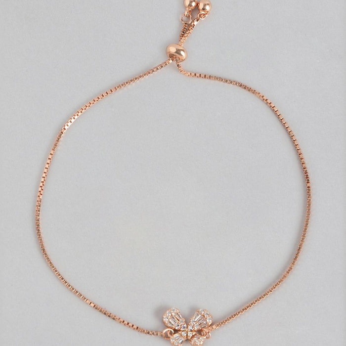 Butterfly Cubic Zirconia 925 Rose Gold Sliding Bracelet