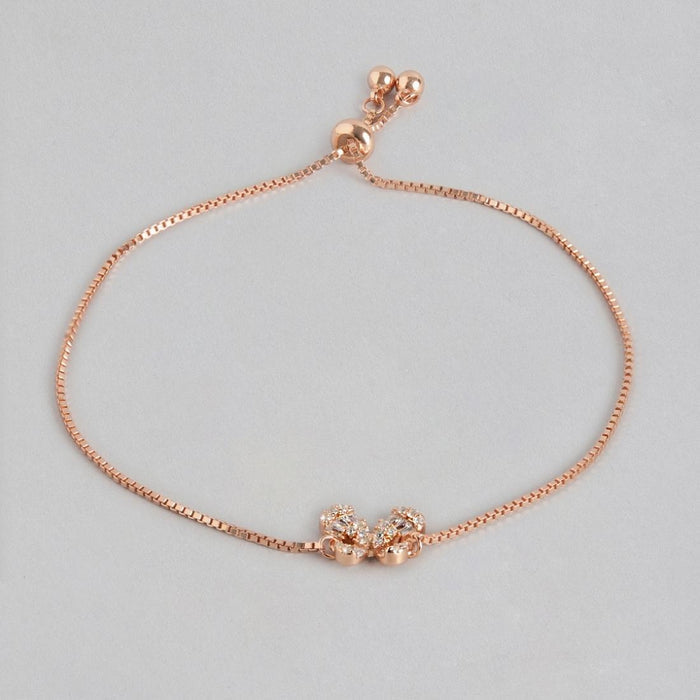 Butterfly Cubic Zirconia 925 Rose Gold Sliding Bracelet
