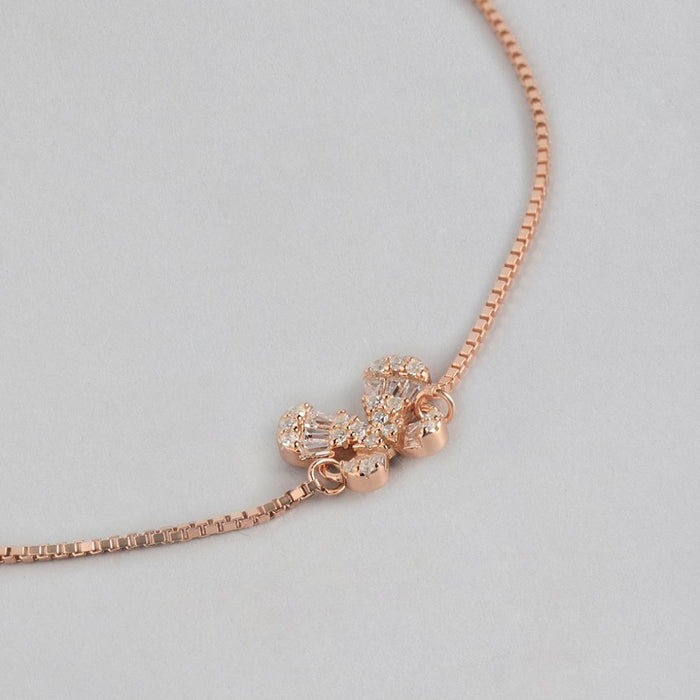 Butterfly Cubic Zirconia 925 Rose Gold Sliding Bracelet