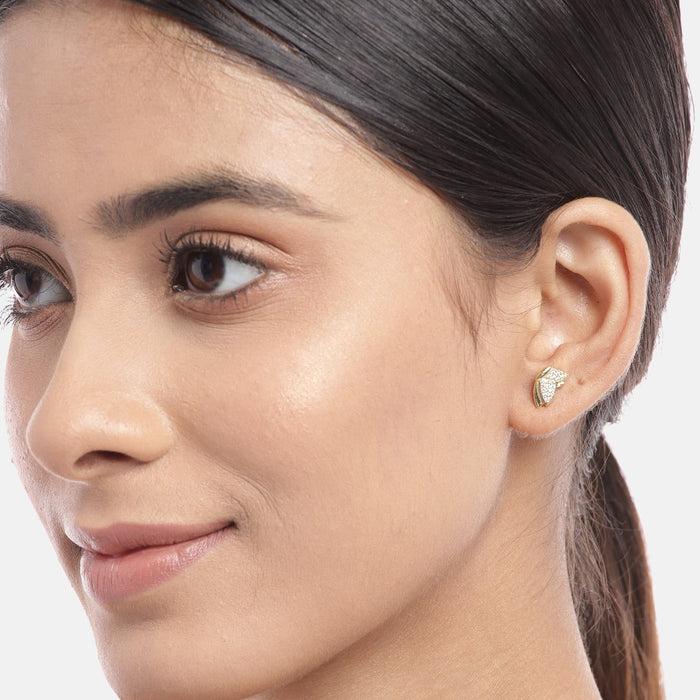 Butterfly CZ Gold Plated 925 Sterling Silver Stud