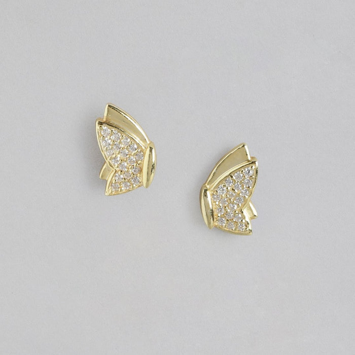 Butterfly CZ Gold Plated 925 Sterling Silver Stud