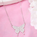 Butterfly CZ Rhodium Plated 925 Sterling Silver Necklace