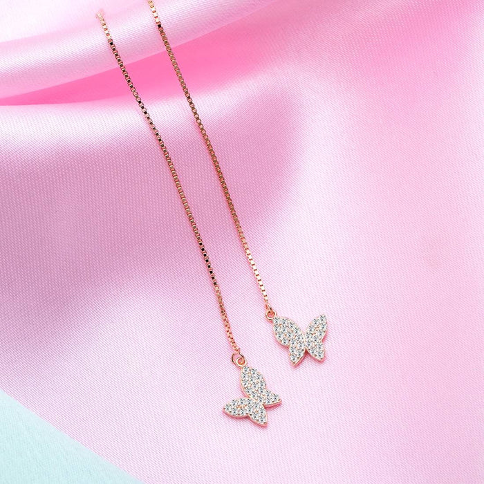Butterfly CZ Rose-Gold Plated 925 Sterling Silver Earring