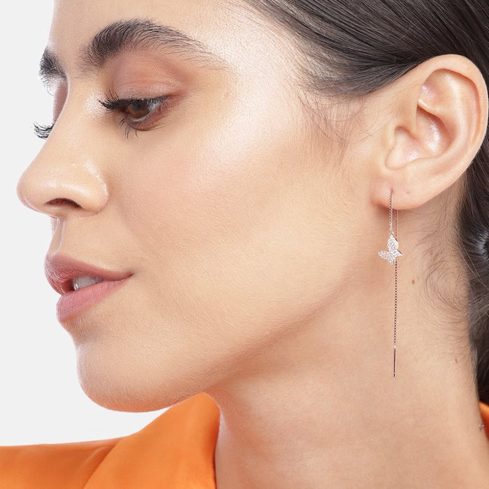 Butterfly CZ Rose-Gold Plated 925 Sterling Silver Earring