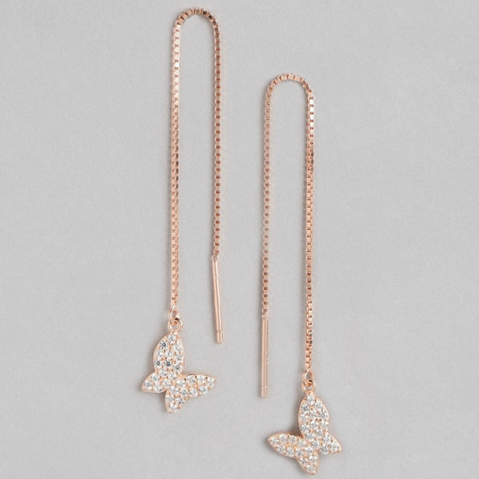 Butterfly CZ Rose-Gold Plated 925 Sterling Silver Earring