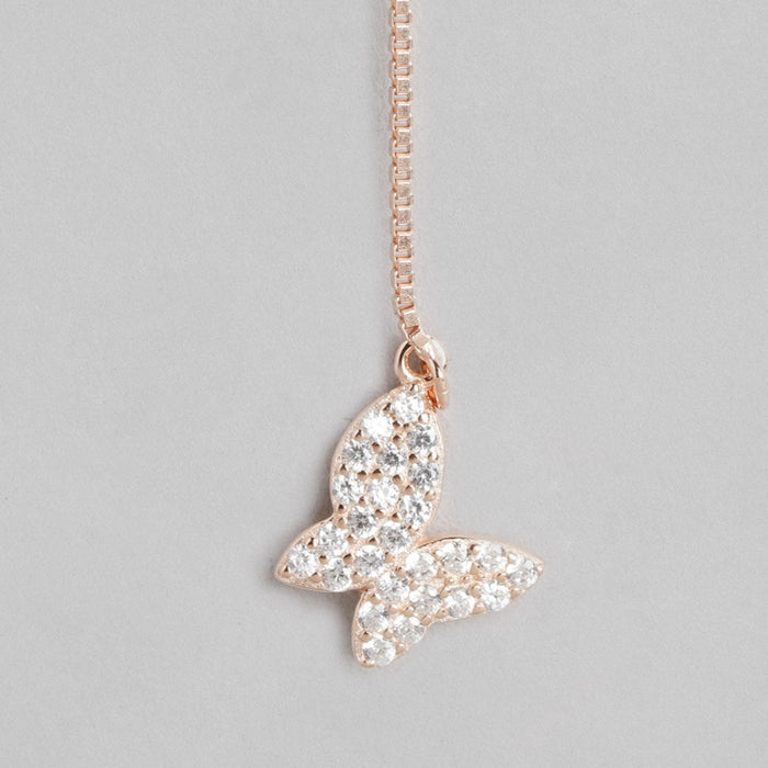 Butterfly CZ Rose-Gold Plated 925 Sterling Silver Earring