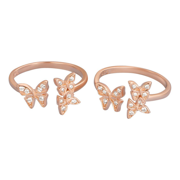 Butterfly CZ Rose Gold Plated 925 Sterling Silver Toe Ring