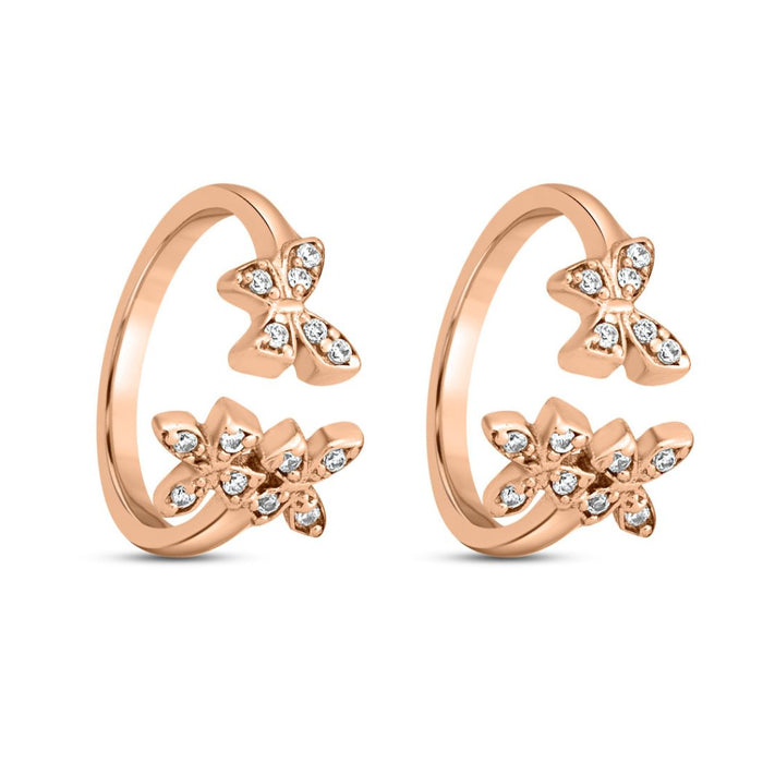 Butterfly CZ Rose Gold Plated 925 Sterling Silver Toe Ring