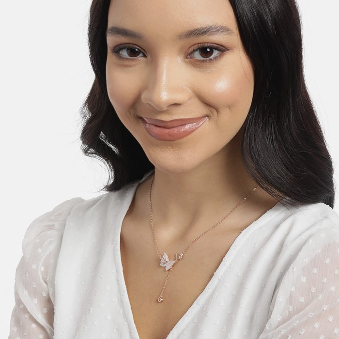 Butterfly Dreams CZ Rose Gold-Plated925 Sterling Silver Necklace
