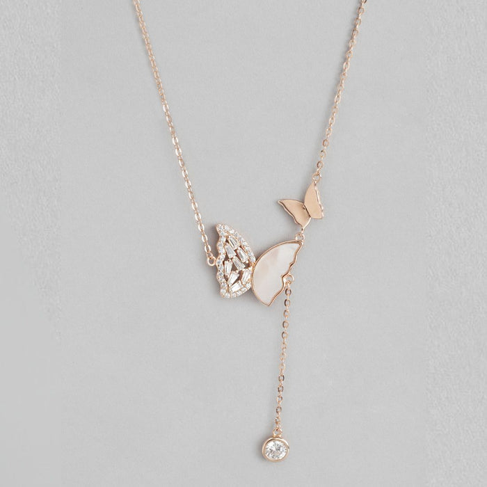 Butterfly Dreams CZ Rose Gold-Plated925 Sterling Silver Necklace