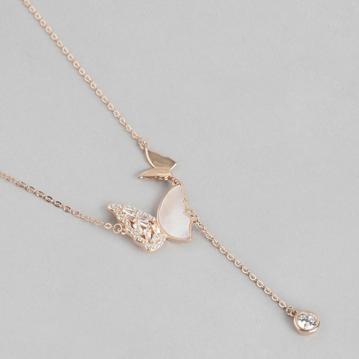 Butterfly Dreams CZ Rose Gold-Plated925 Sterling Silver Necklace