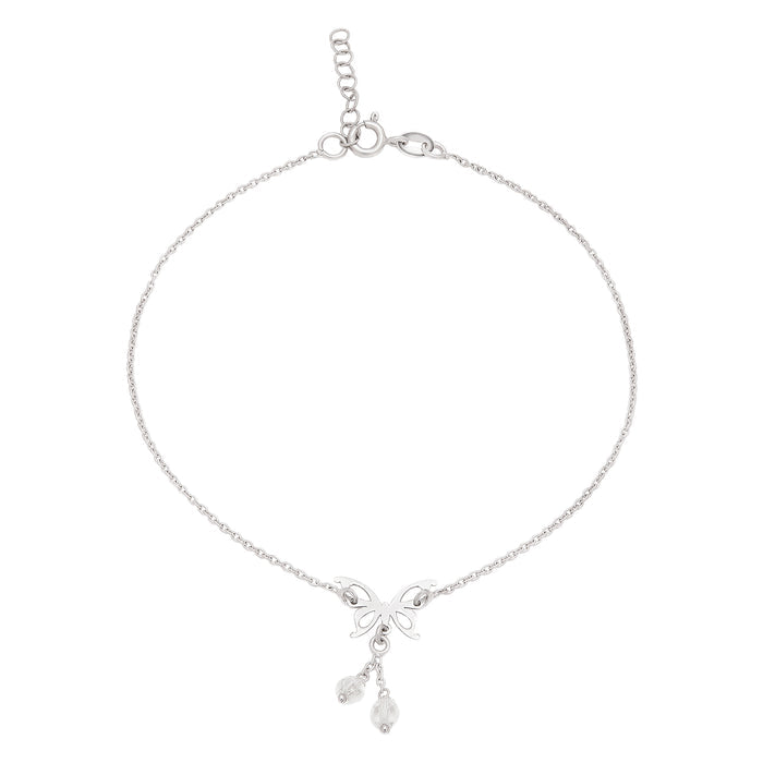 925 Sterling Silver butterfly anklet for women with a delicate chain and dangling beads – Zavya
