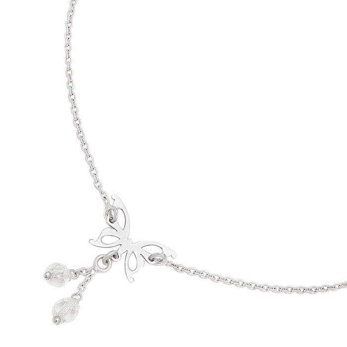925 Sterling Silver butterfly anklet for women with a delicate chain and dangling beads. – Zavya