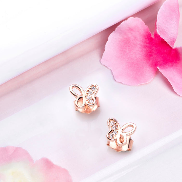 Butterfly Dreams Rose Gold-Plated CZ 925 Sterling Silver Earrings
