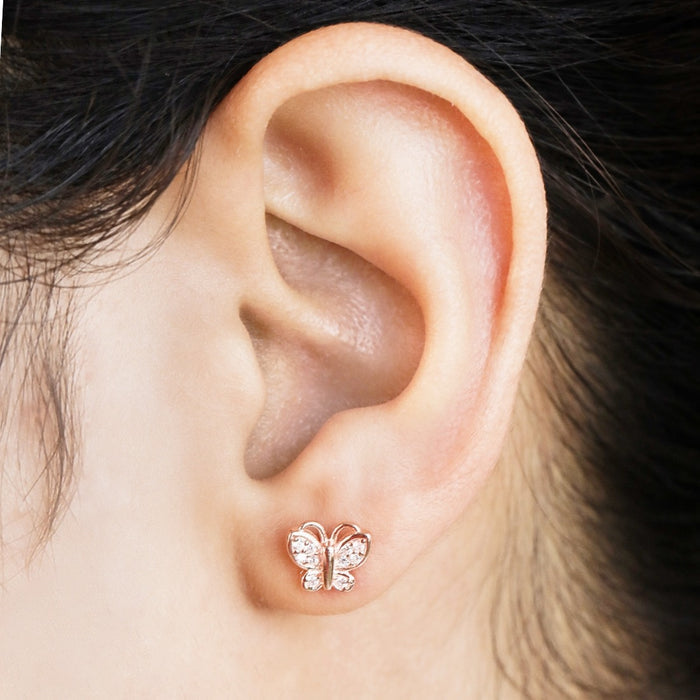 Butterfly Dreams Rose Gold-Plated CZ 925 Sterling Silver Earrings