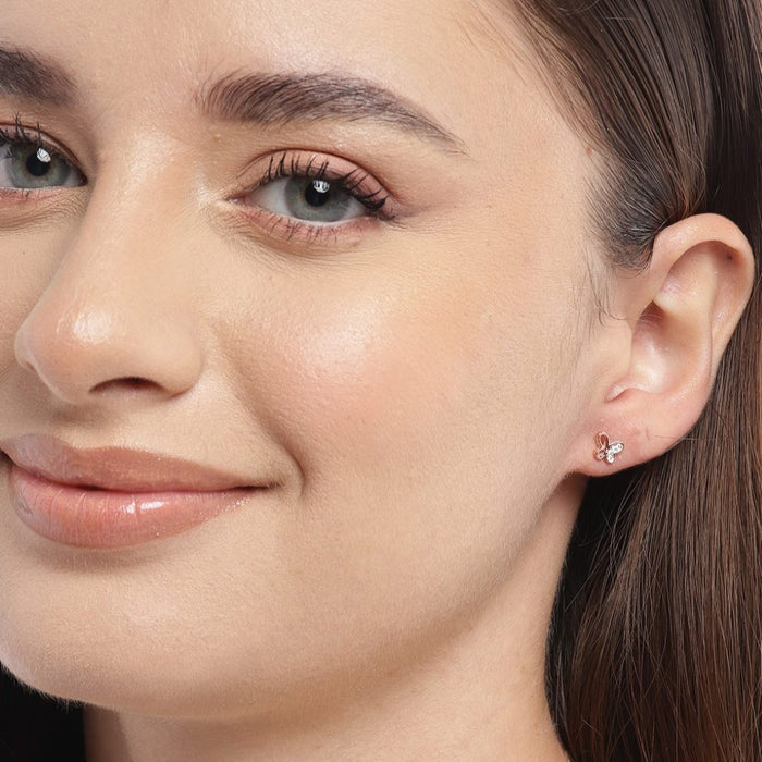 Butterfly Dreams Rose Gold-Plated CZ 925 Sterling Silver Earrings
