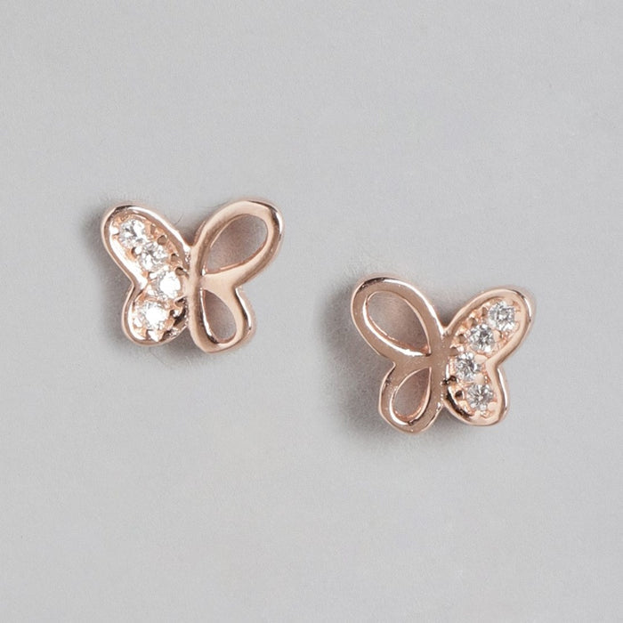 Butterfly Dreams Rose Gold-Plated CZ 925 Sterling Silver Earrings