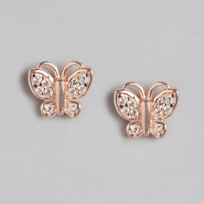 Butterfly Dreams Rose Gold-Plated CZ 925 Sterling Silver Earrings