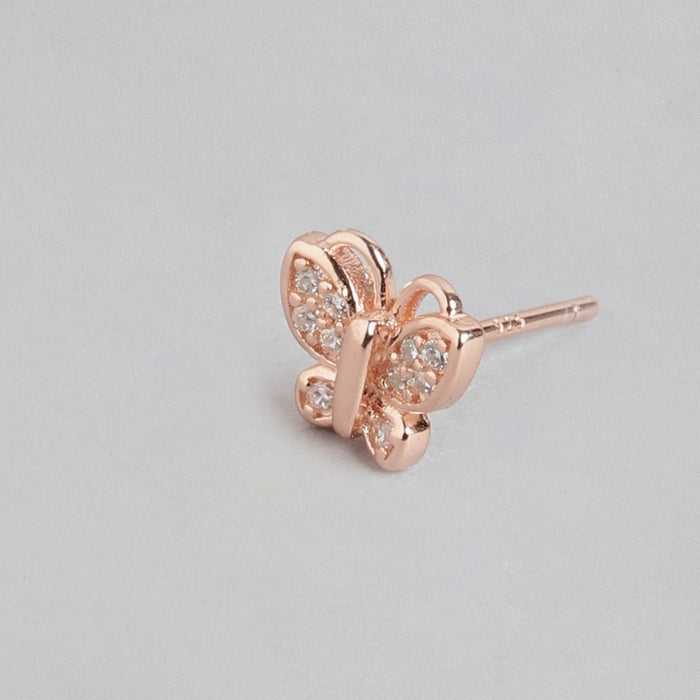 Butterfly Dreams Rose Gold-Plated CZ 925 Sterling Silver Earrings